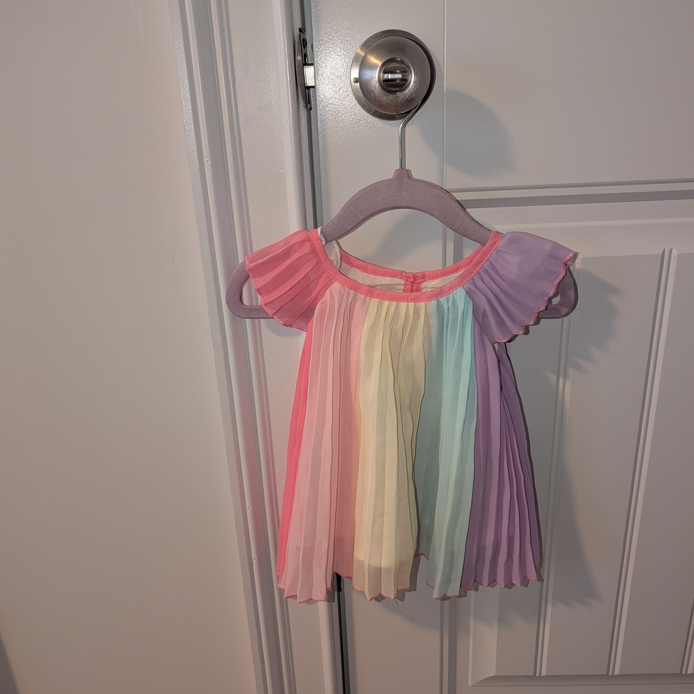 Rainbow Pleated Toddler Dress